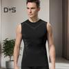 Мужской спортивный жилет с круглым вырезом без рукавов, эластичный дышащий топ, корректирующий мышцы, спортивный компрессионный топ