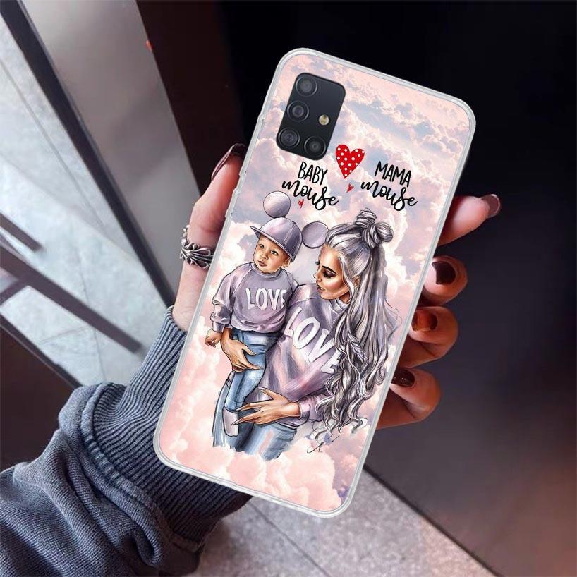 Girl Super Baby Mom Pink Phone Case For Samsung Galaxy A12 A52S A42 A32 A22 A51 A50 Note 20 Ultra 10 S10 Plus A71 A70 A31 A30 A1