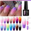 7ml Purple Glitter Auroras Thermal Gel Nail Polish Winter 3 Layers Temperature Color Changing Semi Permanent Manicure Nail Art Gel Varnish