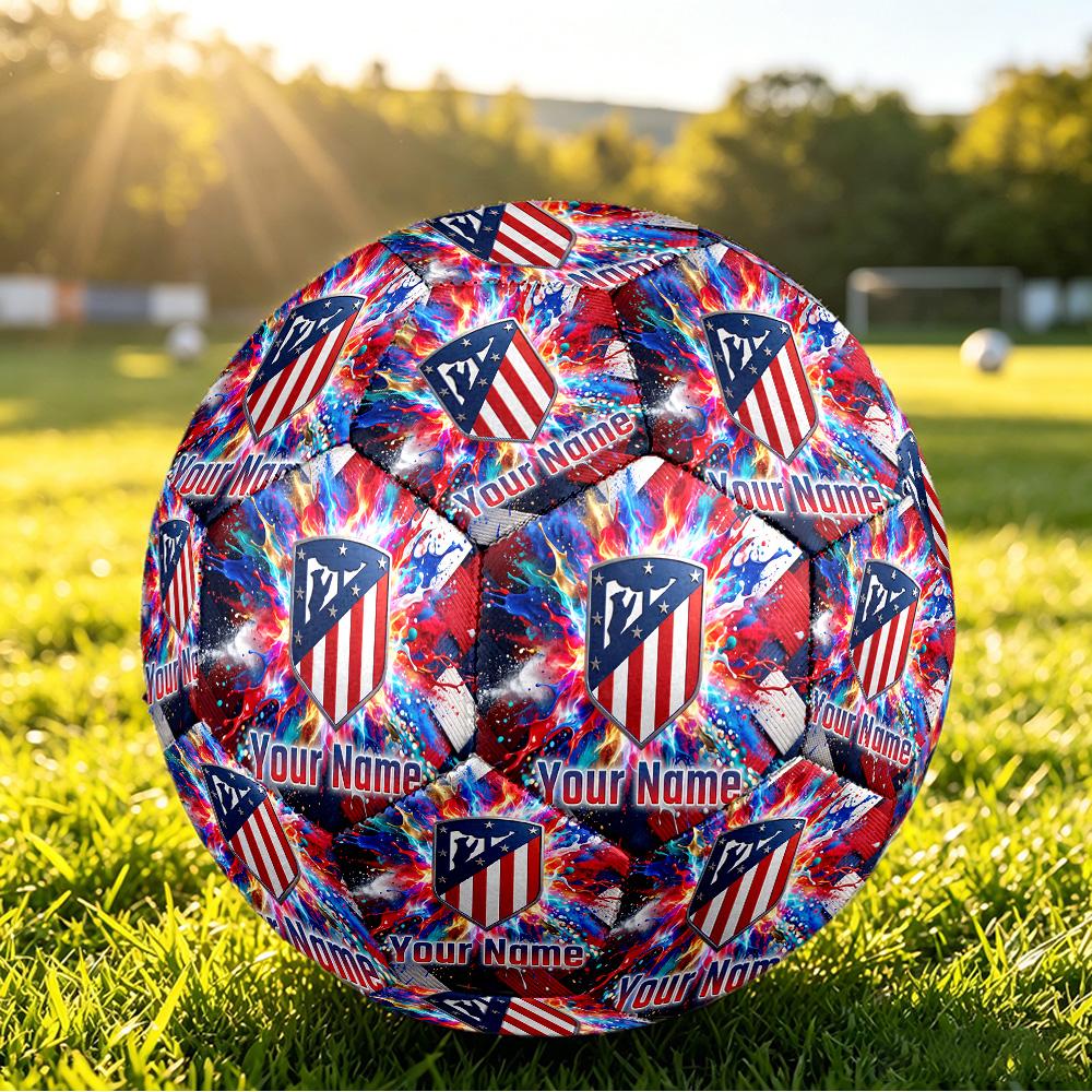 Personalized Size 5 Football Atletico Madrid Pattern Outdoor Game Sports Ball Gift