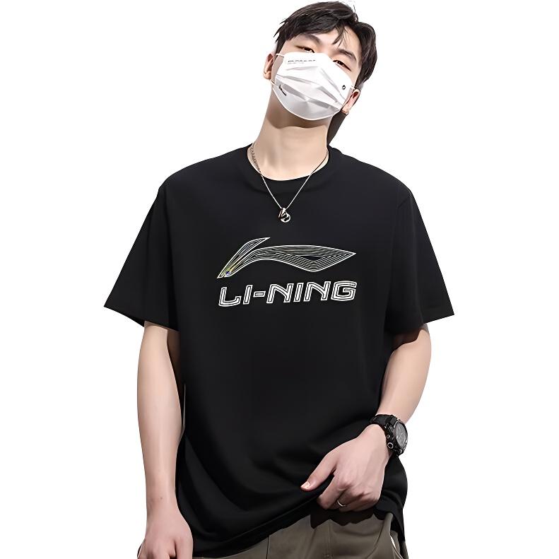 Футболка с короткими рукавами и логотипом Li Ning, быстросохнущая, унисекс, черная YTST049-2