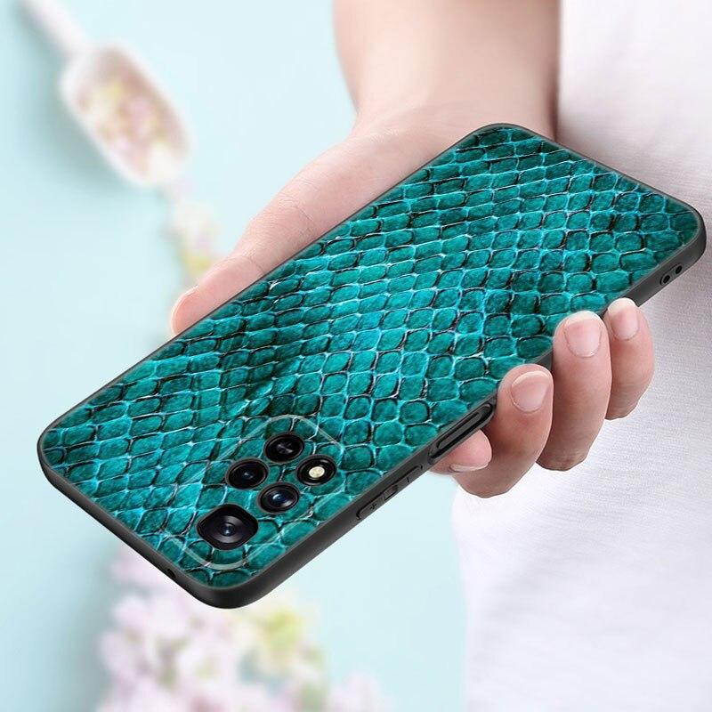 Sexy Python Snake Skin Phone Case For Xiaomi Redmi Note 11 10 9 8 Pro 11T 5G 10T 10S 9S 9T 9i 9C 9A 8T Soft TPU Black Cover
