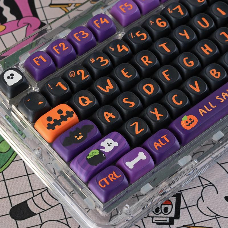130 Keys Halloween MOA Profile Custom Keyboard Keycaps Dye Sublimation PBT Keycaps for Cherry MX Switches Mechanical Keyboard