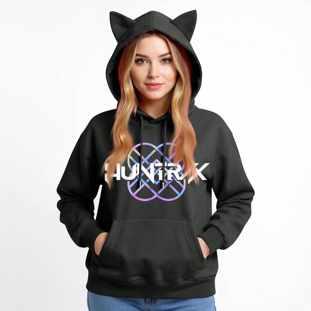 Ladies Fashion Casual Long Sleeve Printed Round Neck Hoodie Pullover Top With  Pockets
