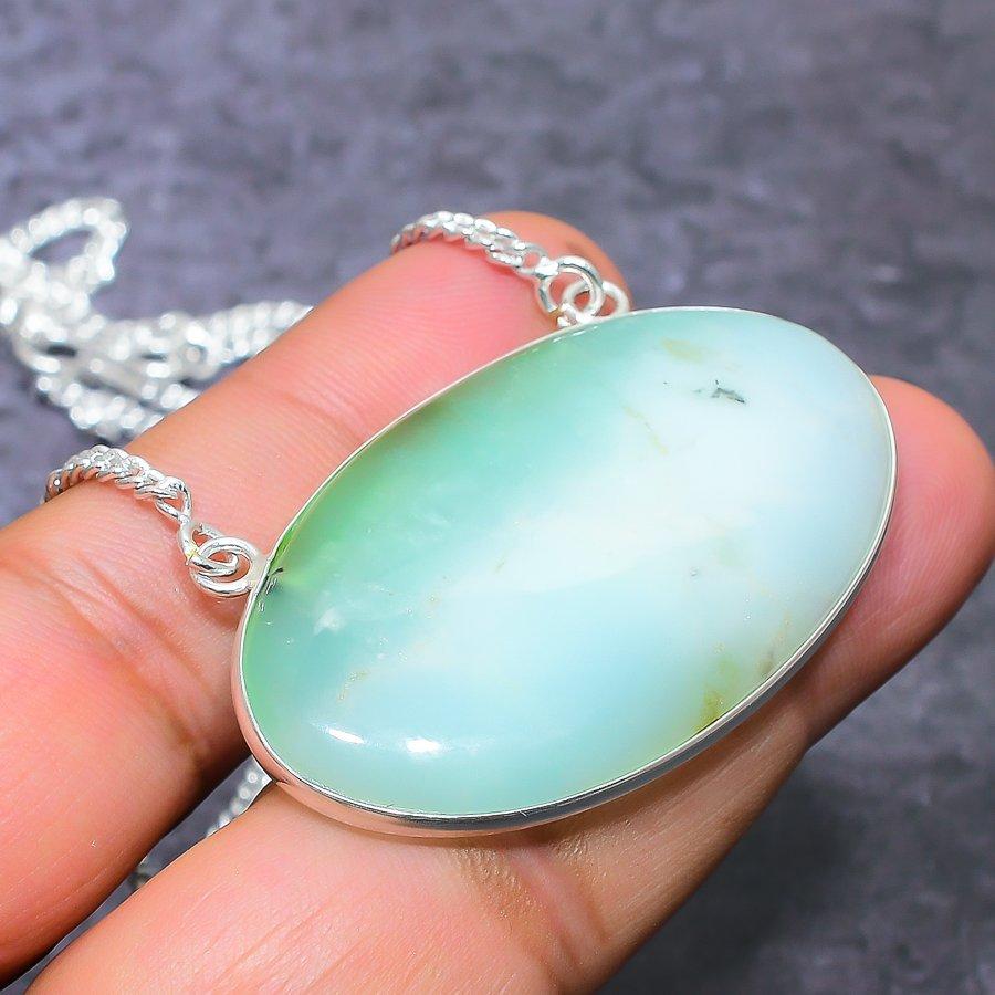 Ювелирные изделия ручной работы из серебра 925 пробы с драгоценным камнем хризопраз 18 дюймов t7p01