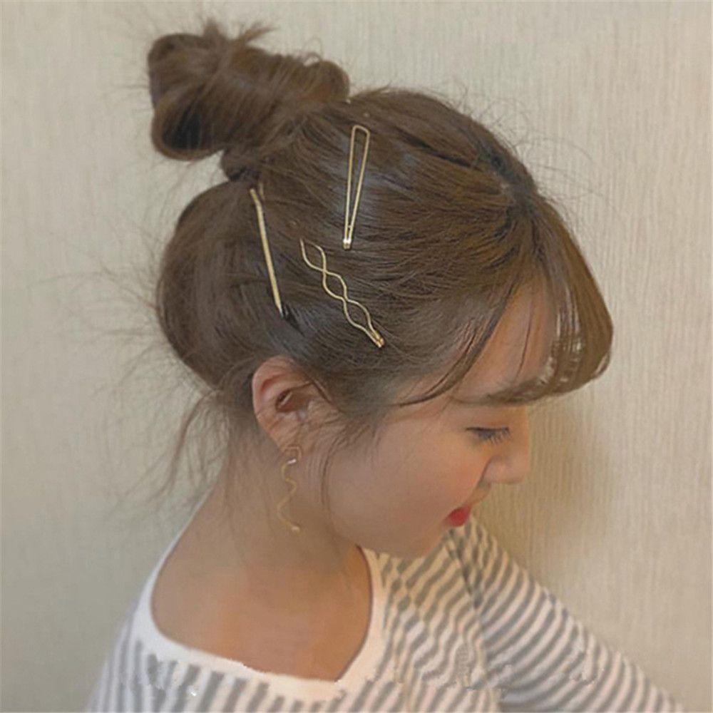 4pcs/set New Metal Women Girls Hairgrips Geometric Rhombus Geometry Hair Clip Barrettes