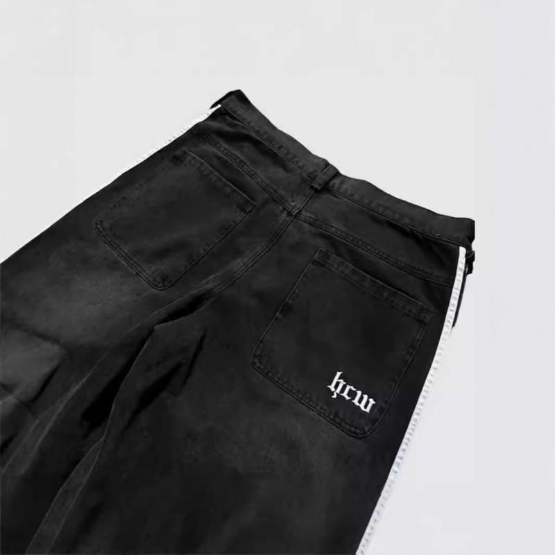 Womens Straight Leg Denim Jeans Vintage Streetwear Cotton Pants Mid-Rise Slim Fit Casual Trousers