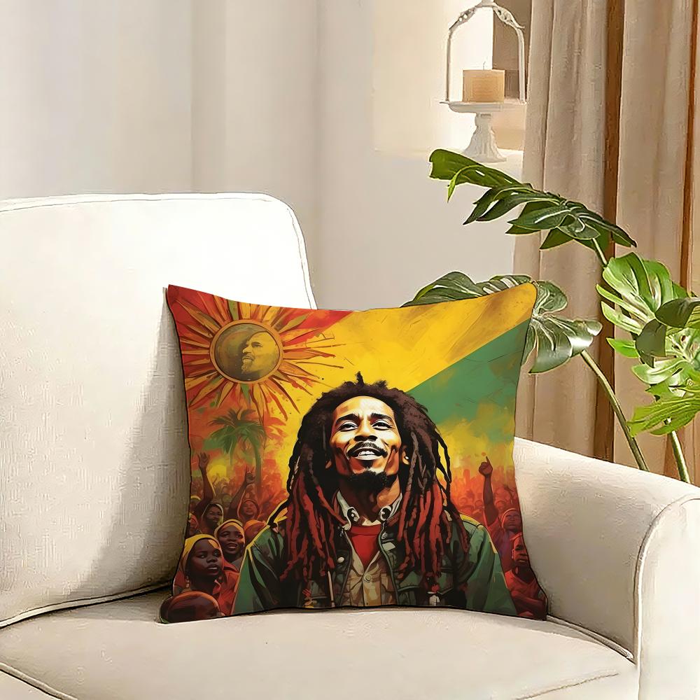 Singer BBob MMarley Cushion Cover Reversible Plush Pillow Cover Soft Fluffy Home Decor for Sofa Bedroom