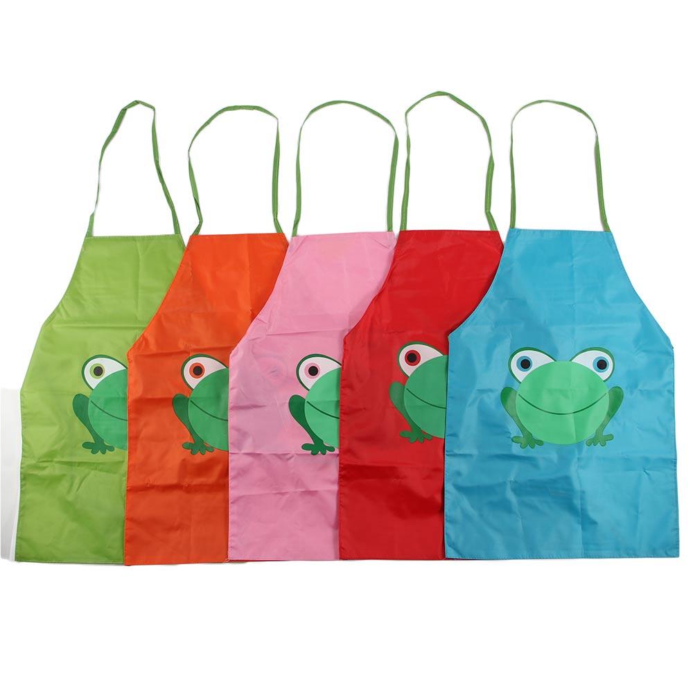 Five Colors Kids Cute Cartoon Frog Printed Cooking Cartoon Apron Waterproof Frog Design Children
