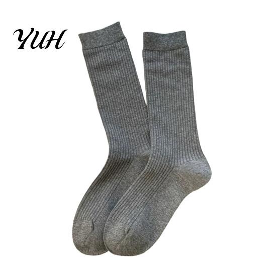Solid Color Minimalist Socks Women Crew Socks, Ribbed Knit for Autumn Winter, Non Slip Fitness Soft Breathable Stretchy Casual Hosiery Daily Wear High