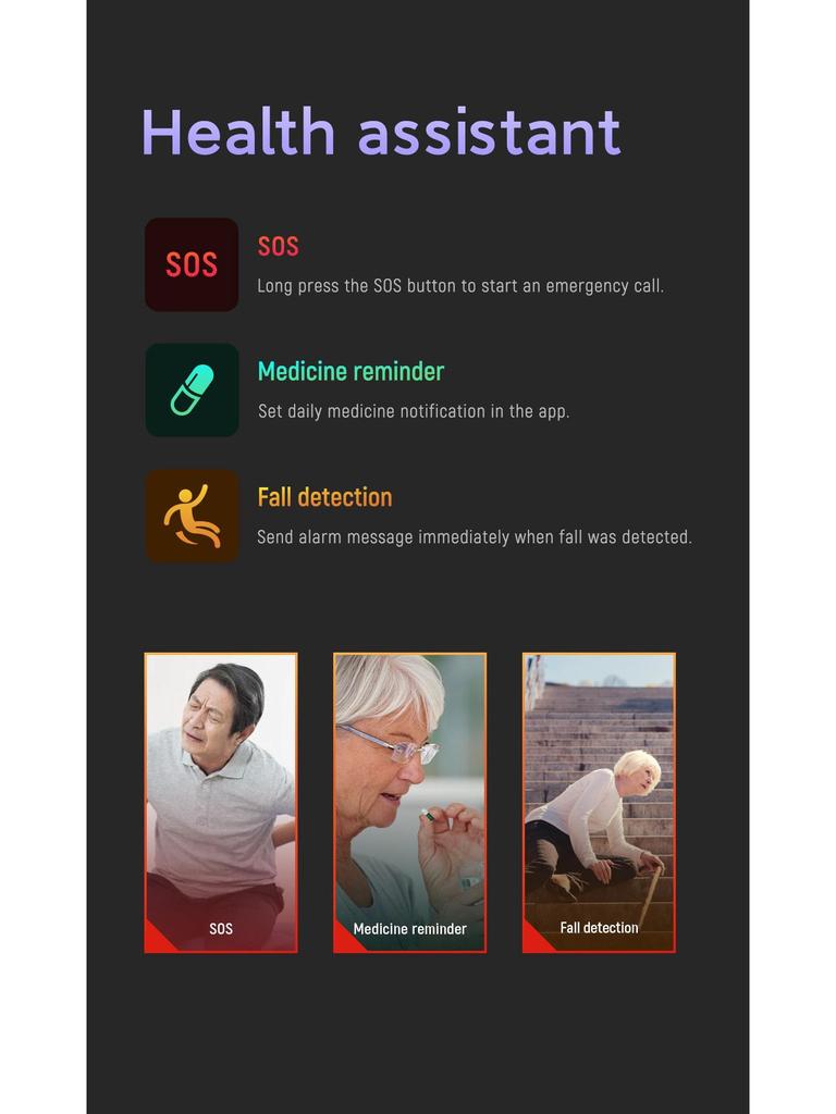 4G Смарт-часы для пожилых с измерением температуры тела, монитором сердечного ритма, GPS и браслетом для взрослых