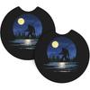 Sasquatch Bigfoot Trees Forest Car Coasters for Cup Holders Pack of 2 Neoprene Cup Mat Pad Vehicle Interior Accessories for Men Women
