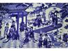 Сине-белая креативная тарелка - Двенадцать золотых шпилек, 35 см Изысканное керамическое украшение