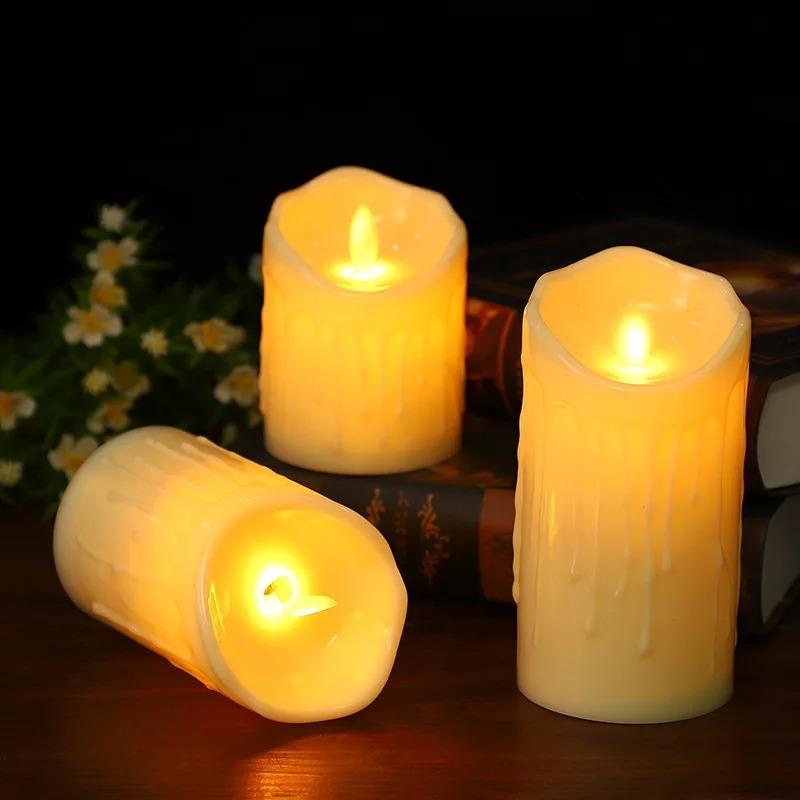 Electronic Candle Lights Simulation Of Plastic Candles Wedding PartyBirthdayDecorations Family OrnamentsDecorations 3-pie set