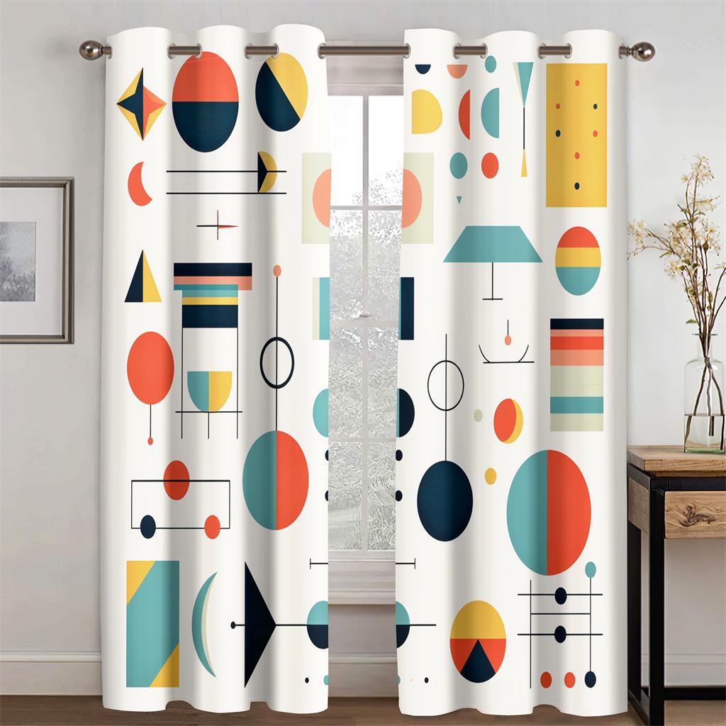 Современные минималистичные шторы с геометрическим цветным линейным узором, декор для детской комнаты, гостиной, спальни, кухни, балкона, 2 панели