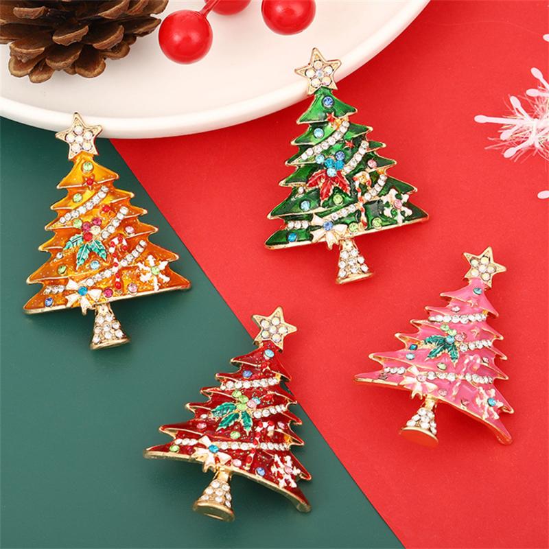 1PC Christmas Brooch, Christmas Tree Drip Oil Brooch Autumn and Winter Sweater Accessories Christmas Clothing Accessories