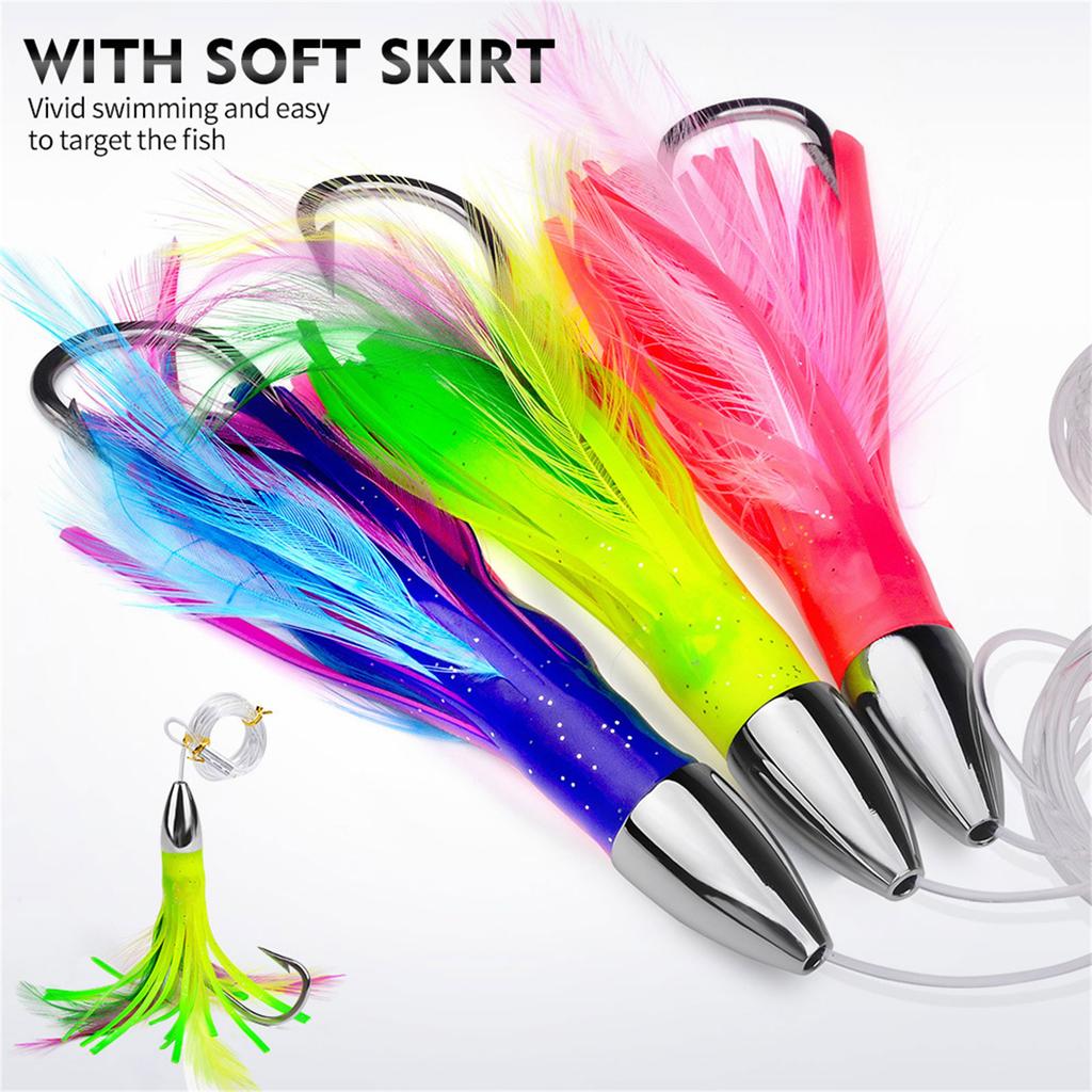 Seawater Fishing Lures Metal Head Octopuses Squid Skirt Baits Octopuses Squid Skirt Trolling Lures Fishing Accessories