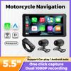 5.5inch Motorcycle Navigation Carplay Moto IP67 Waterproof Dual BT Channels For Wireless Carplay Android Auto Dual Recording CAM