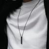 Hot Classic Rectangle Pendant Necklace Men Stainless Steel Black Color Cuban Chain Necklace For Men Jewelry Gift