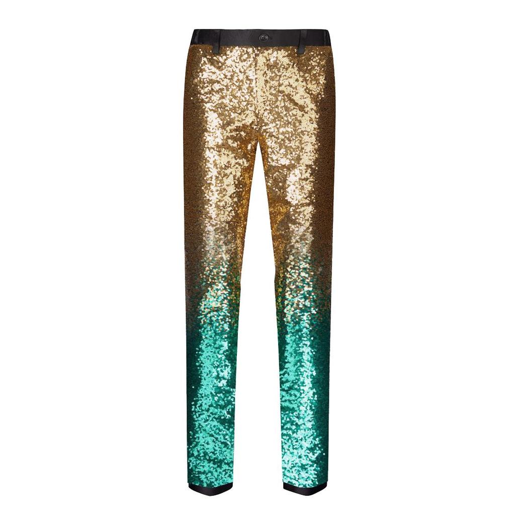PYJTRL Мужские модные брюки с блестящими блестками и постепенным изменением цвета, брюки с расширяемой талией