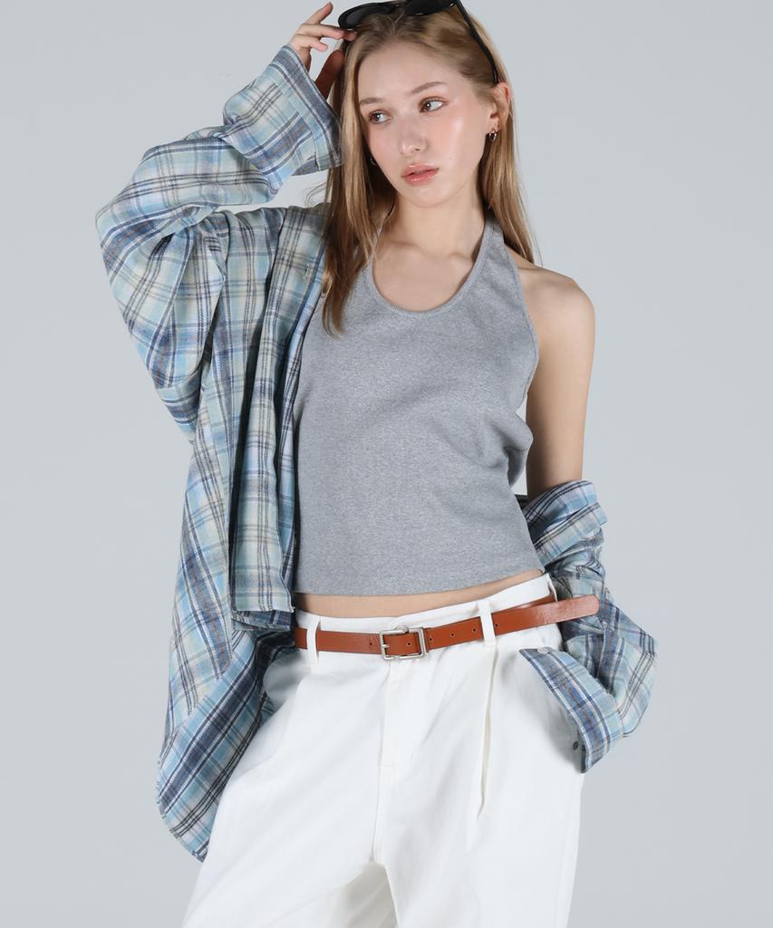 FOR THE FIT Pastel Oversized Check Shirt_Blue