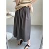 Retro Versatile Japanese Solid Color Halfskirt Women's Spring/Summer Casual Elastic Waist Slim Mid Length Umbrella Dress