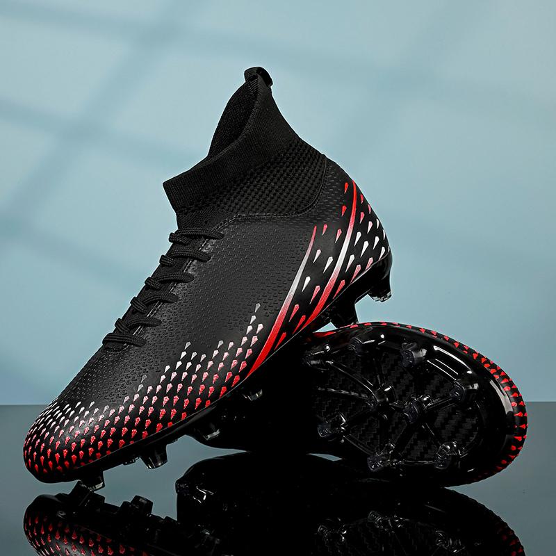 Fashion Men Football Boots Long Spikes High Ankle Soccer Shoes AG/TF Kids Outdoor Grass Cleats Soccer Boots Training Sport Football Shoes