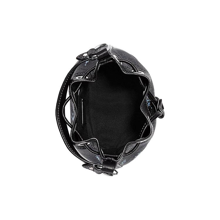 New COACH Dempsey Artificial Leather With Cow Leather Bucket Bag, Handbag, Shoulder Bag, Crossbody Bag Mini Women's Black CE587-SVV2W