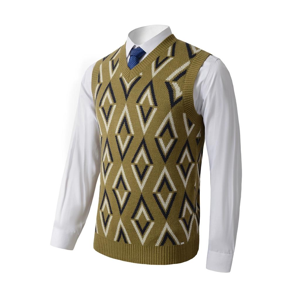 Мужской вязаный свитер с V-образным вырезом, жилет без рукавов с ромбовидным узором, пуловер, приталенный топ