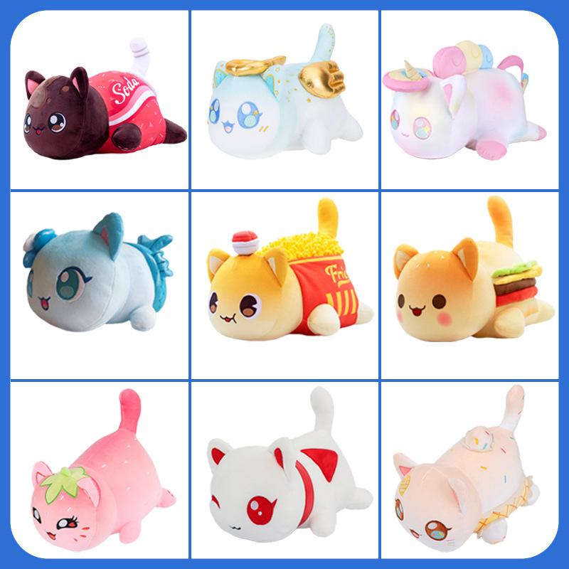 Плюшевая игрушка Aphmau, горячо продаваемая, кошка, плюшевая игрушка, кукла, бургер, картофель фри, кошка, мягкая подушка