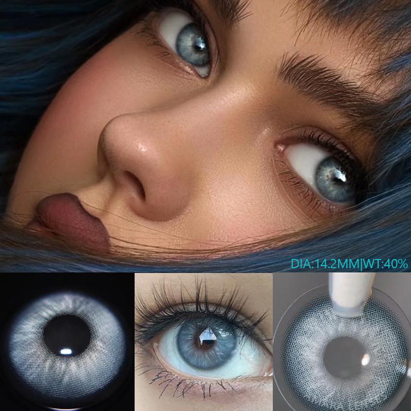 Цветные контактные линзы для глаз, 2 шт., натуральные цветные линзы, синие, розовые, красивые контактные линзы для глаз, ежегодные косметические цветные линзы