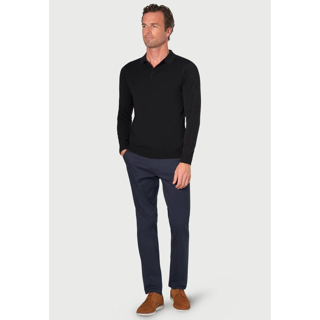 Brook Taverner Мужская трикотажная рубашка поло с длинными рукавами Casper