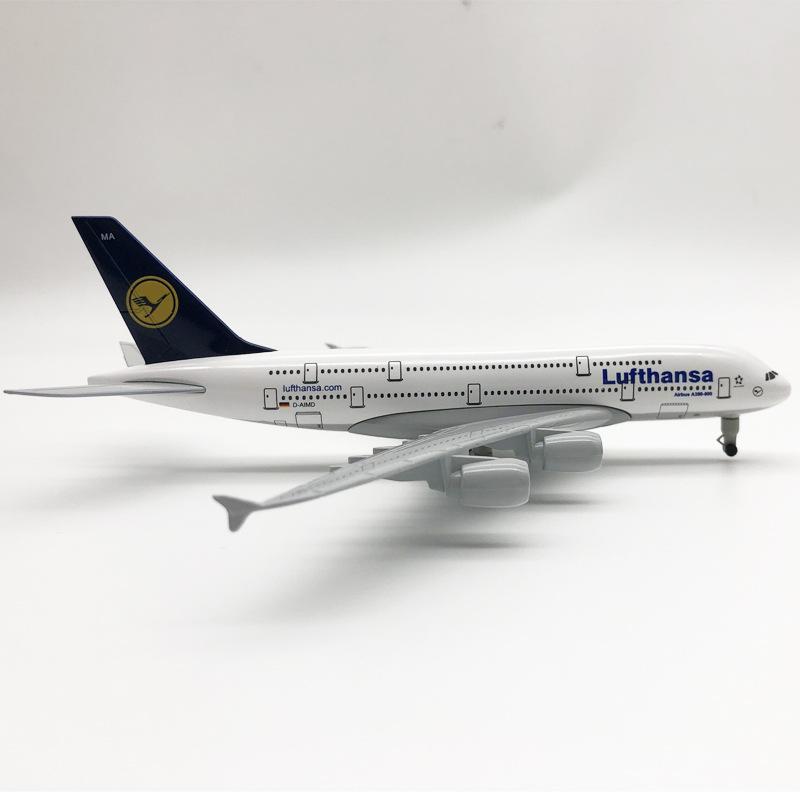Германия Deutsche Lufthansa A380 Модель самолета из твердого металлического сплава 20 см Модель-симулятор Авиамодель Набор игрушек Игрушечный самолет Для