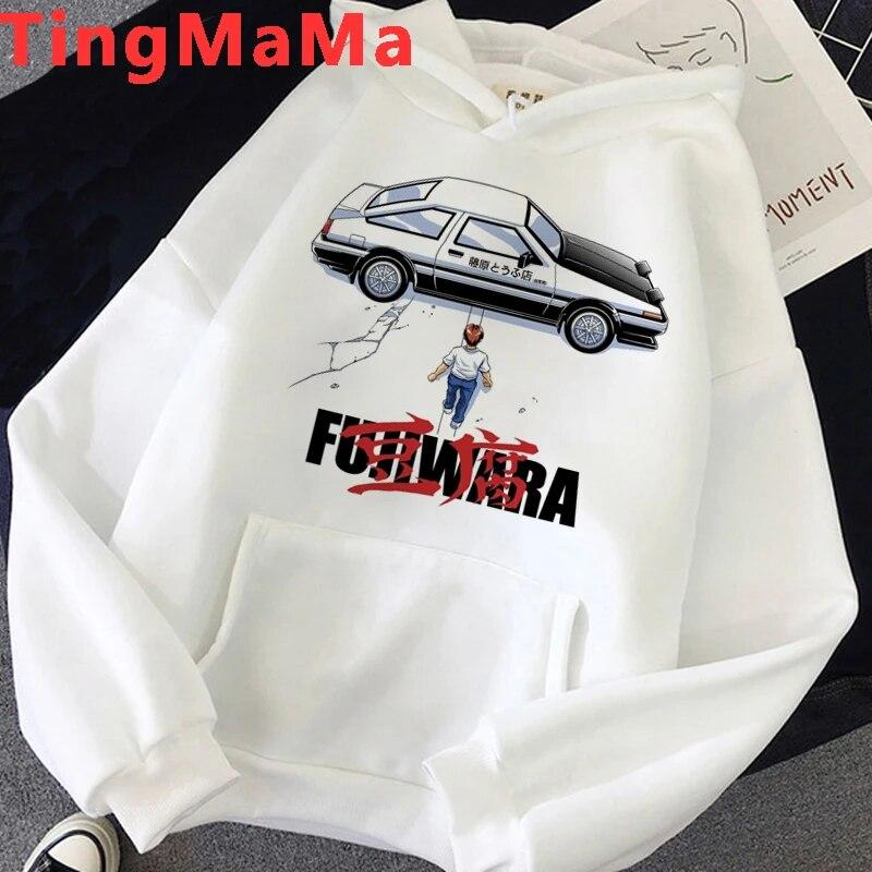 Hot Japanese Anime Initial D Hoodies Unisex Kawaii Cartoon Harajuku Winter Warm Unisex Tops Streetwear Fashion Sweatshirts Male Unisex