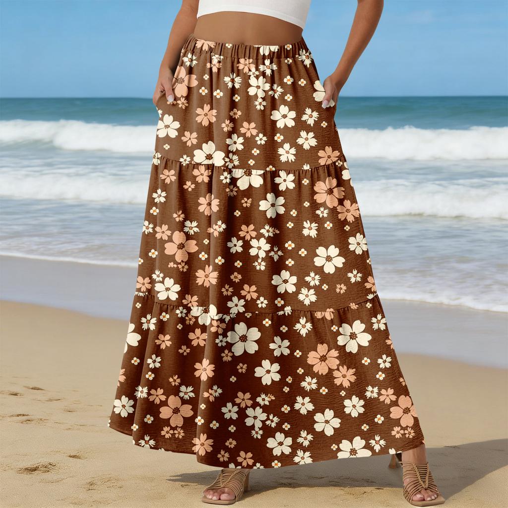 Женская Повседневная Юбка А-силуэта с Высокой Талией и Шнурком Цветная Юбка С Карманами