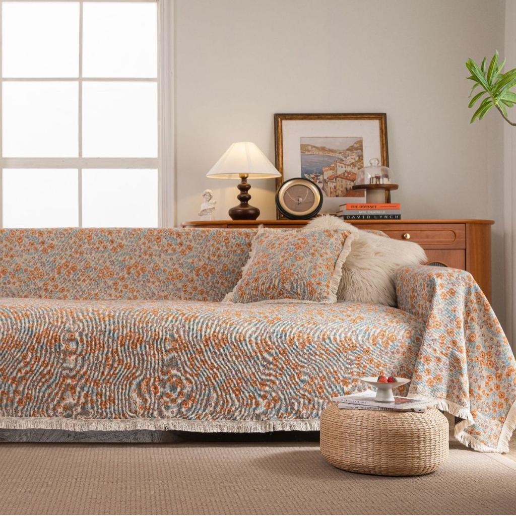Jacquard Sofa Towel Monet Oil Painting Fringed Four-season Universal Full Cover All-inclusive Universal Cover Blanket Sofa Cover