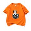 Kids Cotton T Shirt Cute Pocket Beagle Puppy Dog Graphic Crew Neck Short Sleeve Tee Casual Breathable Boys Girls Summer Tops