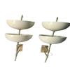 Pair of Reverse-Dome Trophy Sconces, White Brass Wall Lights, Modern Home Lighting