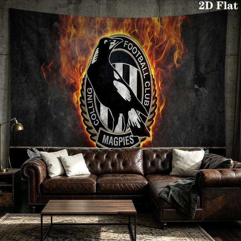 Custom Name Collingwood Football Club Printed Tapestry – Wall Hanging for Bedrooms, Dorms, and Home Decor