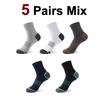 1/5 Pairs Men Anti Odor Sweat Absorbing Crew Sports Socks Comfortable Breathable Suitable Running Cycling Fitness Sports Socks