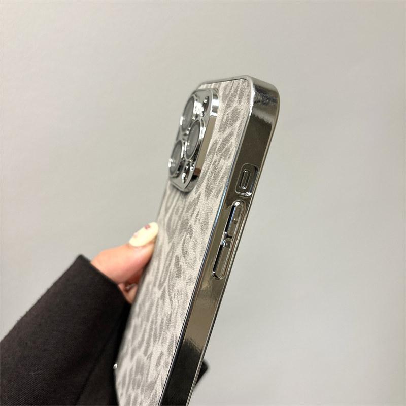 Роскошный кожаный чехол с леопардовым принтом и покрытием для iPhone 16 Pro Max 15 14 Plus 13 12 Pro 11, защитный чехол от падения с защитной пленкой для объектива