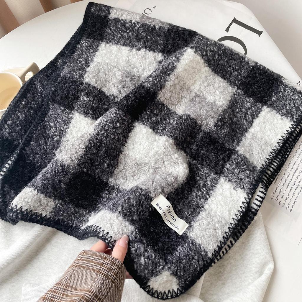 Mela Women's High-Grade Winter Triangle Plaid Scarf - Imitation Cashmere Wool Shawl