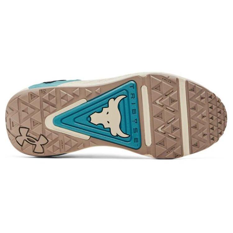 Under Armour Project Rock 6 Brown Teal Men Sneakers Cream 3026534-200