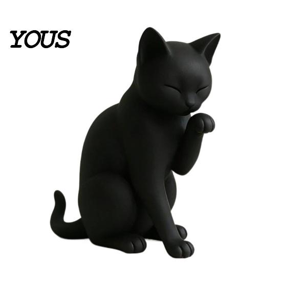 Коллекционная фигурка кошки, черная модель, мини-фигурка-украшение, 3D-печать, матовая, для прихожей, декоративная фигурка для рабочего стола, спальни