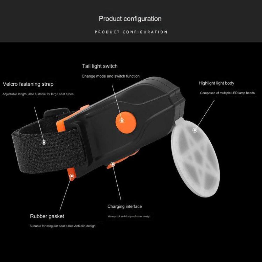 Outdoor Led Warning Bike Lights USB Charging Tail Lamp Creative Bicycle Accessories