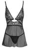 Cottelli LINGERIE - Sexy Mesh Chemise with Delicate Lace + Thong S