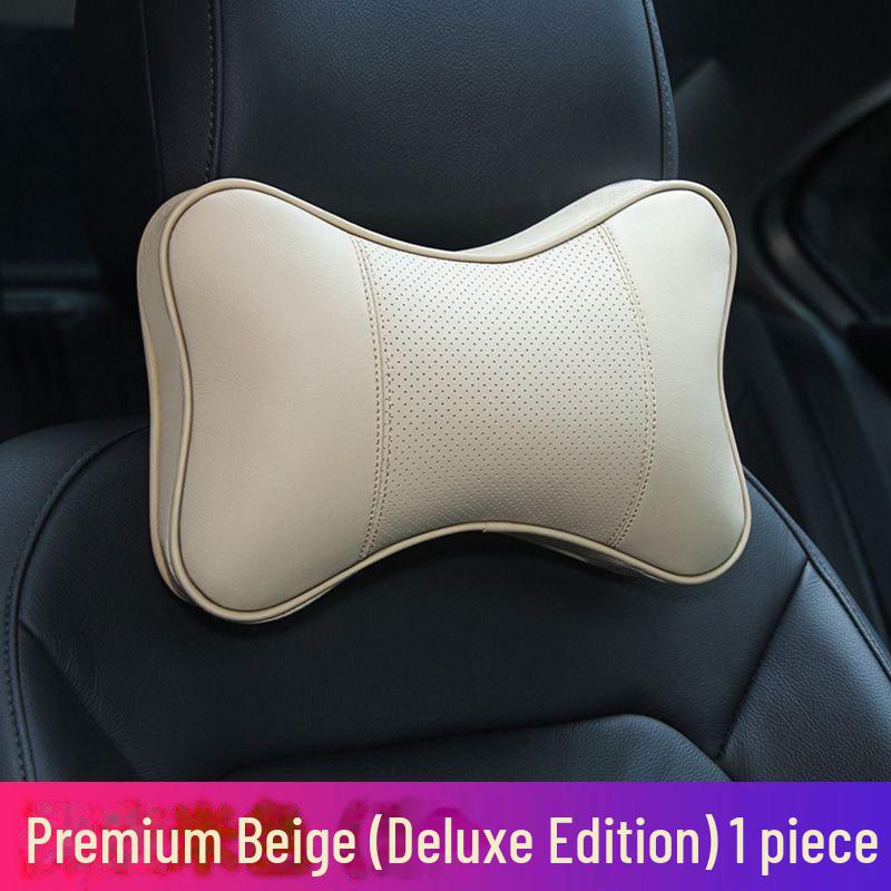 Soft Leather Car Headrest Neck Pillow for Comfortable Sleeping In the Car.