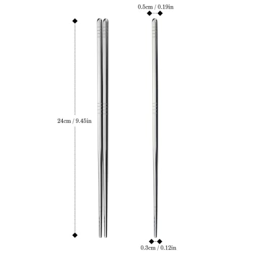 AOOSY Chopsticks, Set of 10, 24cm, Stainless Steel, Korean Metal, Vacuum-Sealed, Lightweight, Korean Tableware, Made in Our Own Factory, Mirror Finish