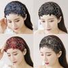 Elegant Silk Flower Hairband For Women Charming Hair Accessories Lace Turban Headband Vintage Adjustable Headwear