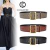 Женский ремень высокого качества из коровьей кожи, повседневный модельер, широкие ремни, женская люксовая брендовая юбка с пряжкой, однотонный ремешок LB2309